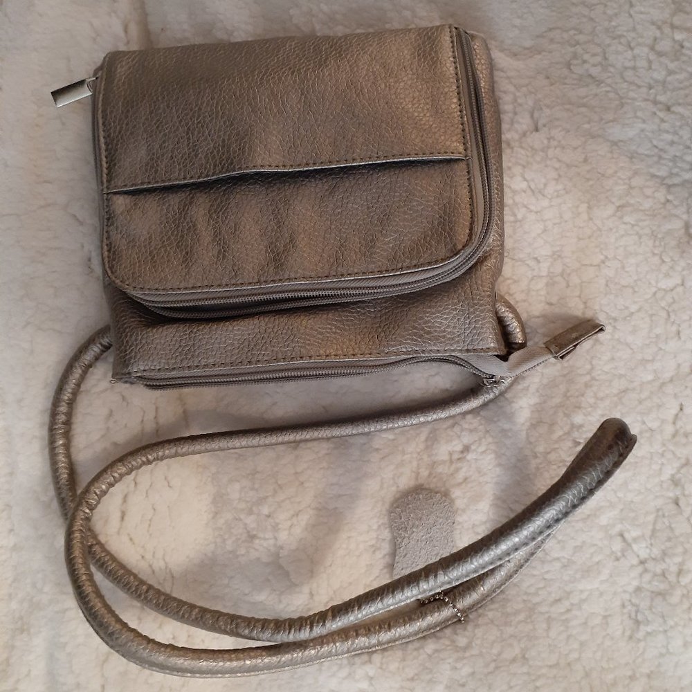 Silver Leather Shoulder Bag
